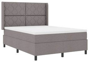 Cama com Estrado e Colchão Taupe 140 x 200 cm em Tecido