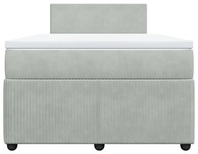 Cama boxspring com colchão 120x190 cm veludo cinzento-claro