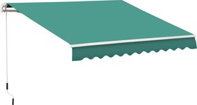 Outsunny Toldo Manual Retrátil com Manivela 295x245 cm Toldo Enrolável para Janela Portas Balcão Terraço Exterior Verde | Aosom Portugal
