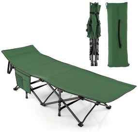 Cama de Campismo portátil, Suporta 272 kg com Encosto de Cabeça Inclinado Portátil para Viajar Caminhadas Caravanas 190x70x54 cm Verde