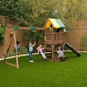 Parque infantil exterior madeira com escorrega e baloiço Arbor Crest Deluxe