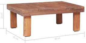 Mesa de centro 60x45x23 cm madeira recuperada maciça