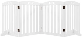 PawHut Barreira de Segurança para Cães Pequenos e Médios 207,5x30x61 cm Dobrável com Pés Amovíveis para Escada Corredor Branco