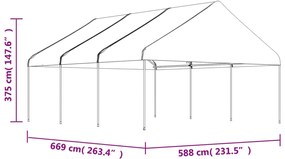 Gazebo com telhado 6,69x5,88x3,75 m polietileno branco