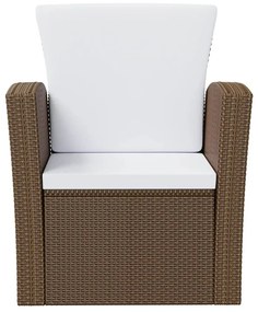 8 pcs conjunto lounge jardim c/ almofadões vime PE castanho