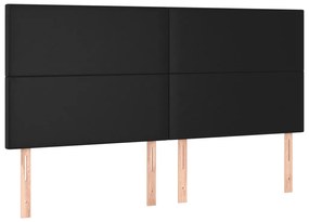 Cabeceira cama c/ LED couro artificial 160x5x118/128 cm preto