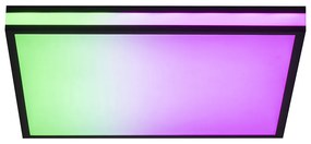 Candeeiro de teto quadrado preto com LED RGBW e comando remoto - Trafalgar Moderno
