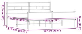 Estrutura cama sem colchão 183x213 cm metal carvalho castanho