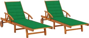 Espreguiçadeiras com almofadões 2 pcs madeira de acácia maciça