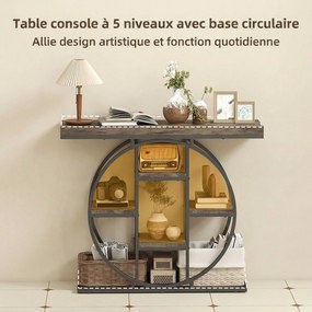 Mesa Consola de Entrada, 100 x 30 x 81,5 cm, 6 Prateleiras de Arrumação, Castanho Rústico