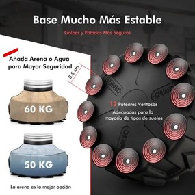 Saco de boxe 48 cm x 48 cm x 170 cm resistente a rasgos com rebote rápido e base com ventosa para adultos, jovens e crianças para uso doméstico Preto