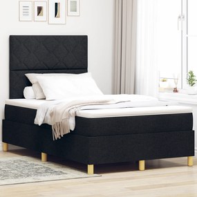 Cama Box Spring com Colchão e LED Preto 120x190 cm Tecido