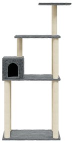 Árvore p/ gatos c/ postes arranhadores sisal 147cm cinza-escuro