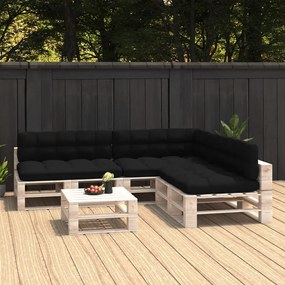 vidaXL Almofadões para sofás de paletes 7 pcs preto