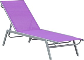 Outsunny Espreguiçadeira Encosto Reclinável em 5 Posições Metal Epóxi Textilene 170x58x97 cm Roxo | Aosom Portugal