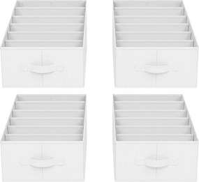 Conjunto de 4 Organizadores para Guarda roupas com 6 compartimentos dobrável 42 x 30 x 17 cm branco clássico
