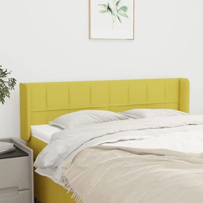 vidaXL Cabeceira de cama c/ abas tecido 147x16x78/88 cm verde