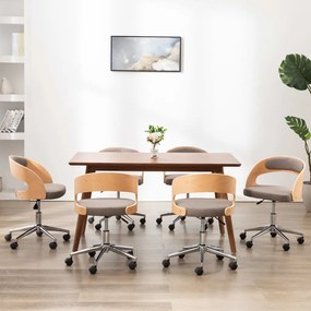 vidaXL Cadeiras jantar 6 pcs madeira curvada/tecido cinza-acastanhado