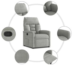 Poltrona reclinável tecido de microfibra cinza-claro