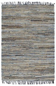 vidaXL Tapete chindi tecido à mão 80x160 cm denim e juta multicolor