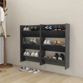 vidaXL Sapateiras de parede 2 pcs 60x18x90 cm derivados madeira cinza