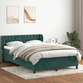 vidaXL Cama box spring com colchĂŁo 160x210 cm veludo verde escuro