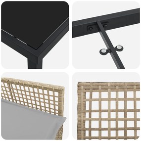 Conjunto de Jantar de Jardim de 9 Peças com Cushions Bege Rattan Poli