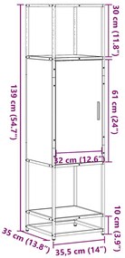 Armário alto 35,5x35x139 cm madeira e metal cinza sonoma