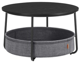 Mesa de centro com cesto em tecido 75 cm Preto