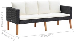 Conjunto Lounge de Jardim Connor - 2 Sofás e Mesa de Centro - Preto e