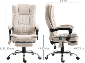 Cadeira de Massagem com 6 Pontos de Massagem Ajustáveis ​​com Função de Aquecimento Apoio para os Pés Retrátil Creme