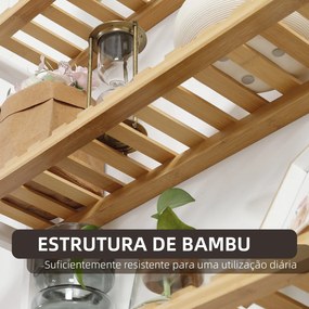 Estante de Parede de Bambu Prateleiras de Parede de 3 Níveis Estante Suspensa para Sala de Estar Dormitório Cozinha Casa de Banho 60x15x54cm Madeira e