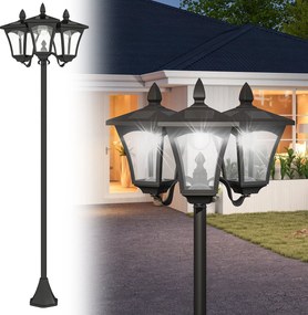 Outsunny Candeeiro Solar de Jardim com 3 Luzes LED Impermeável IP44 Sensor de Noite Candeeiro de Exterior 51,5x47x182,5cm Preto | Aosom Portugal