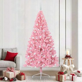 vidaXL Árvore de Natal Artificial Pré-iluminada Rosa 240 cm PVC
