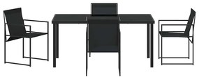 Conjunto de Jantar para Jardim de 5 Peças - Preto, Textilene e Aço