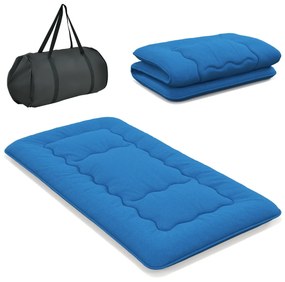 Colchão de chão enrolável Tatami Mat com capa lavável Tapete portátil com saco de transporte 200 x 90 x 10 cm Azul