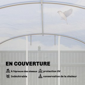 Estufa tipo túnel de 24 m², com estrutura em aço galvanizado, portas e 2 janelas grandes, branca