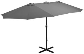 vidaXL Guarda-sol de exterior c/ mastro alumínio 460x270 cm antracite
