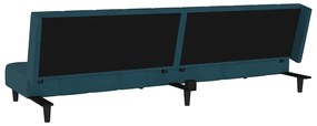 Sofá-cama de 2 lugares veludo azul