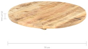 Tampo de mesa redondo madeira mangueira maciça 25-27 mm 70 cm