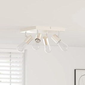 vidaXL Spotlight de Teto 4 Vias Ajustável Níquel Escovado E27