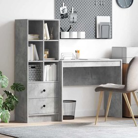 vidaXL Mesa com Armazenamento Cinza Concreto Madeira Derivada