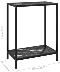 Mesa consola 60x35x75 cm vidro temperado preto