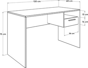 Secretária "Simple" com Gaveta - 120 x 75 x 60 cm - Branco - Design Mo