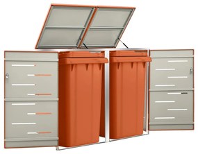 vidaXL Abrigo duplo para caixote do lixo 138x77,5x112,5 cm aço inox