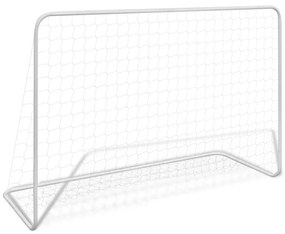 Baliza de futebol com rede 182x61x122 cm aço branco