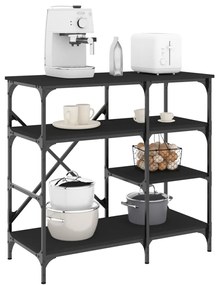 vidaXL Estante 90x40x84 cm derivados de madeira e metal preto