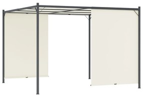 Pérgola com toldo ajustável 3 x 3 m aço branco nata