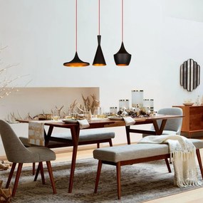 Candeeiro Suspenso Elmas – Preto e Dourado – Diâmetro 80 cm x Altura 1