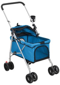 Carrinho dobrável para cães 76x50x100 cm tecido oxford azul